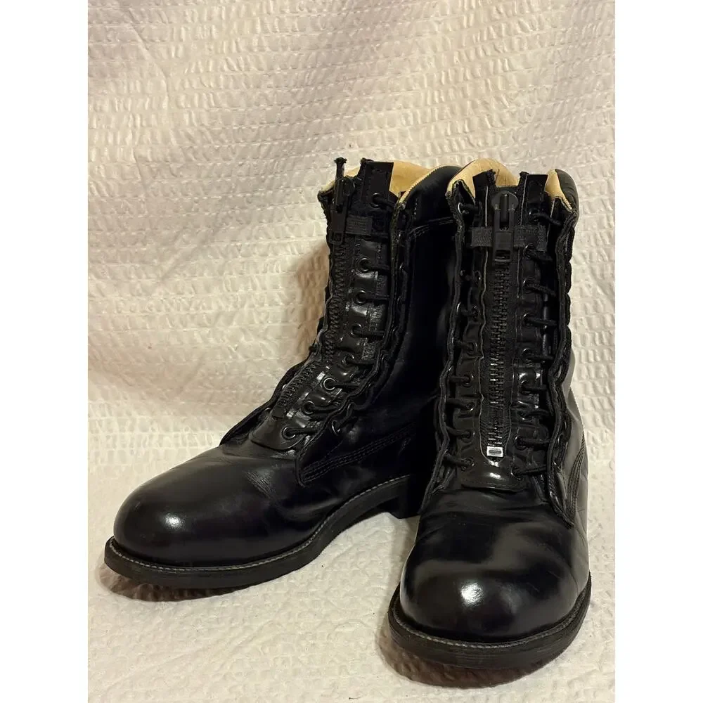 Chippewa USA VTG Steel Toe Black Leather Trooper Tactical Moto Boots Men Size 9C